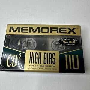 Memorex CD2 110 High Bias Audio Cassette 110 Minute Type II NEW‎ SEALED
